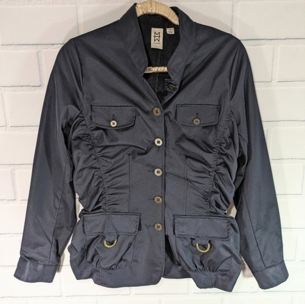 Marc Bouwen Navy Ruched Lightweight Jacket